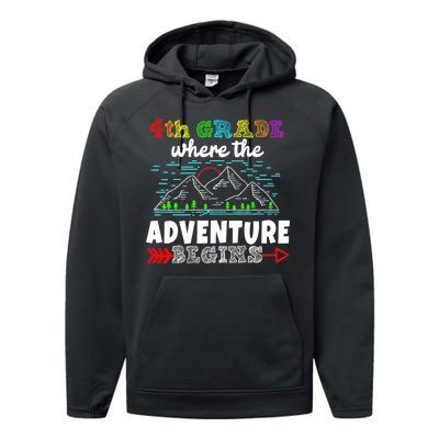 4th Grade Is Where The Adventure Begins  Performance Fleece Hoodie