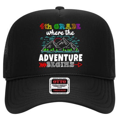 4th Grade Is Where The Adventure Begins  High Crown Mesh Back Trucker Hat