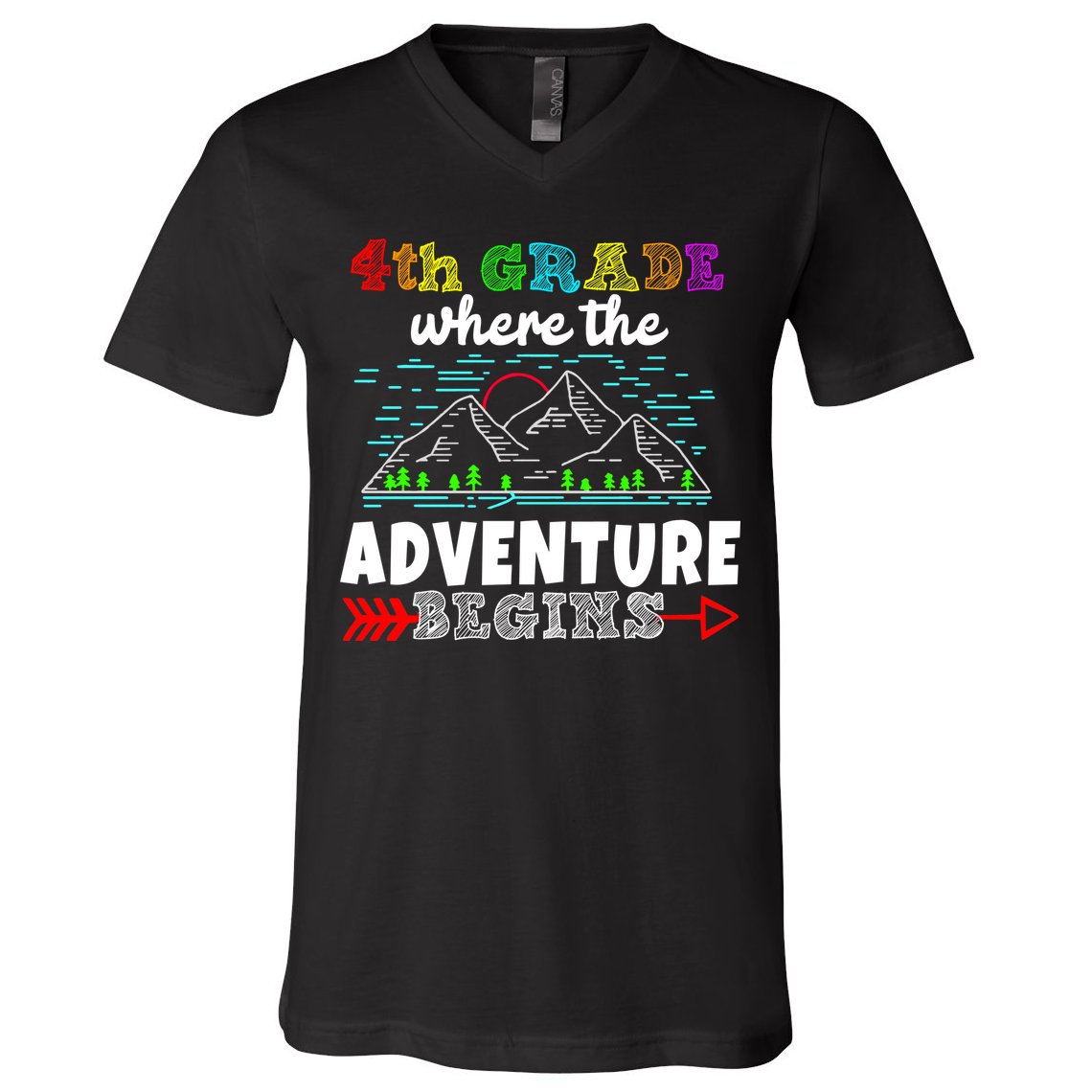 4th Grade Is Where The Adventure Begins  V-Neck T-Shirt
