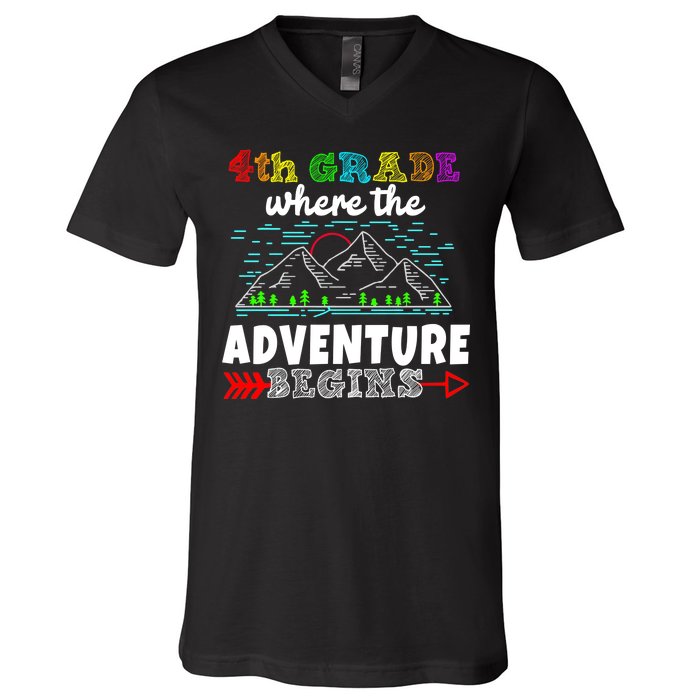 4th Grade Is Where The Adventure Begins  V-Neck T-Shirt