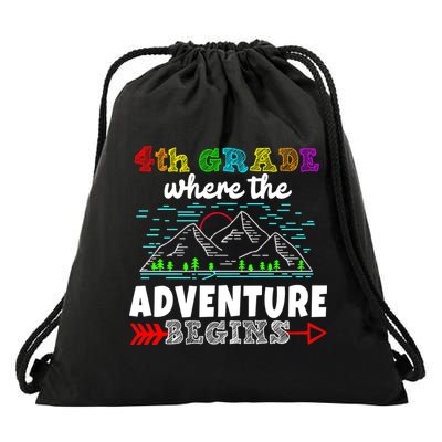 4th Grade Is Where The Adventure Begins  Drawstring Bag