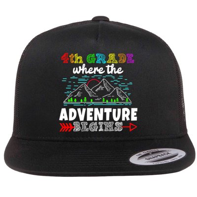 4th Grade Is Where The Adventure Begins  Flat Bill Trucker Hat