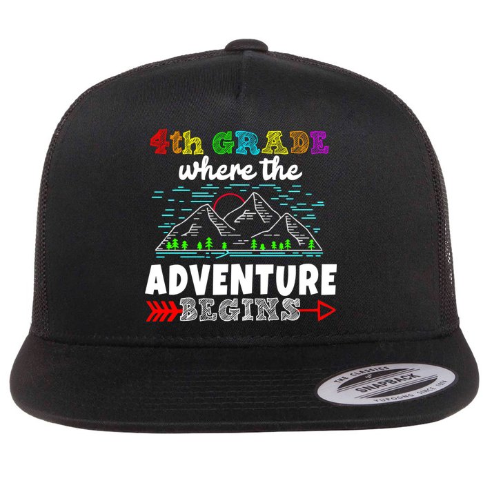 4th Grade Is Where The Adventure Begins  Flat Bill Trucker Hat