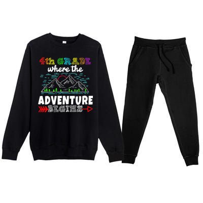 4th Grade Is Where The Adventure Begins  Premium Crewneck Sweatsuit Set