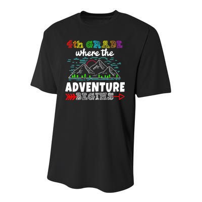 4th Grade Is Where The Adventure Begins  Youth Performance Sprint T-Shirt