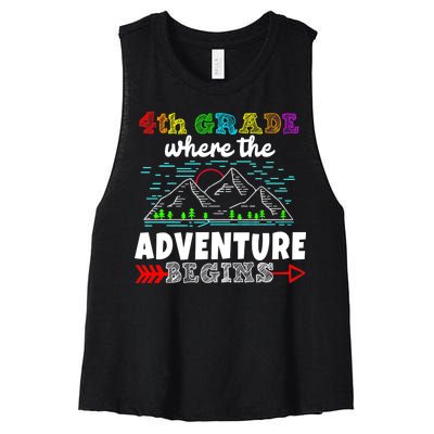 4th Grade Is Where The Adventure Begins  Women's Racerback Cropped Tank