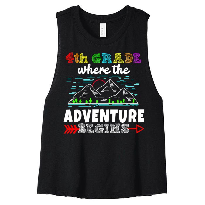 4th Grade Is Where The Adventure Begins  Women's Racerback Cropped Tank