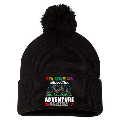 4th Grade Is Where The Adventure Begins  Pom Pom 12in Knit Beanie