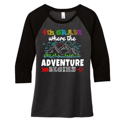 4th Grade Is Where The Adventure Begins  Women's Tri-Blend 3/4-Sleeve Raglan Shirt