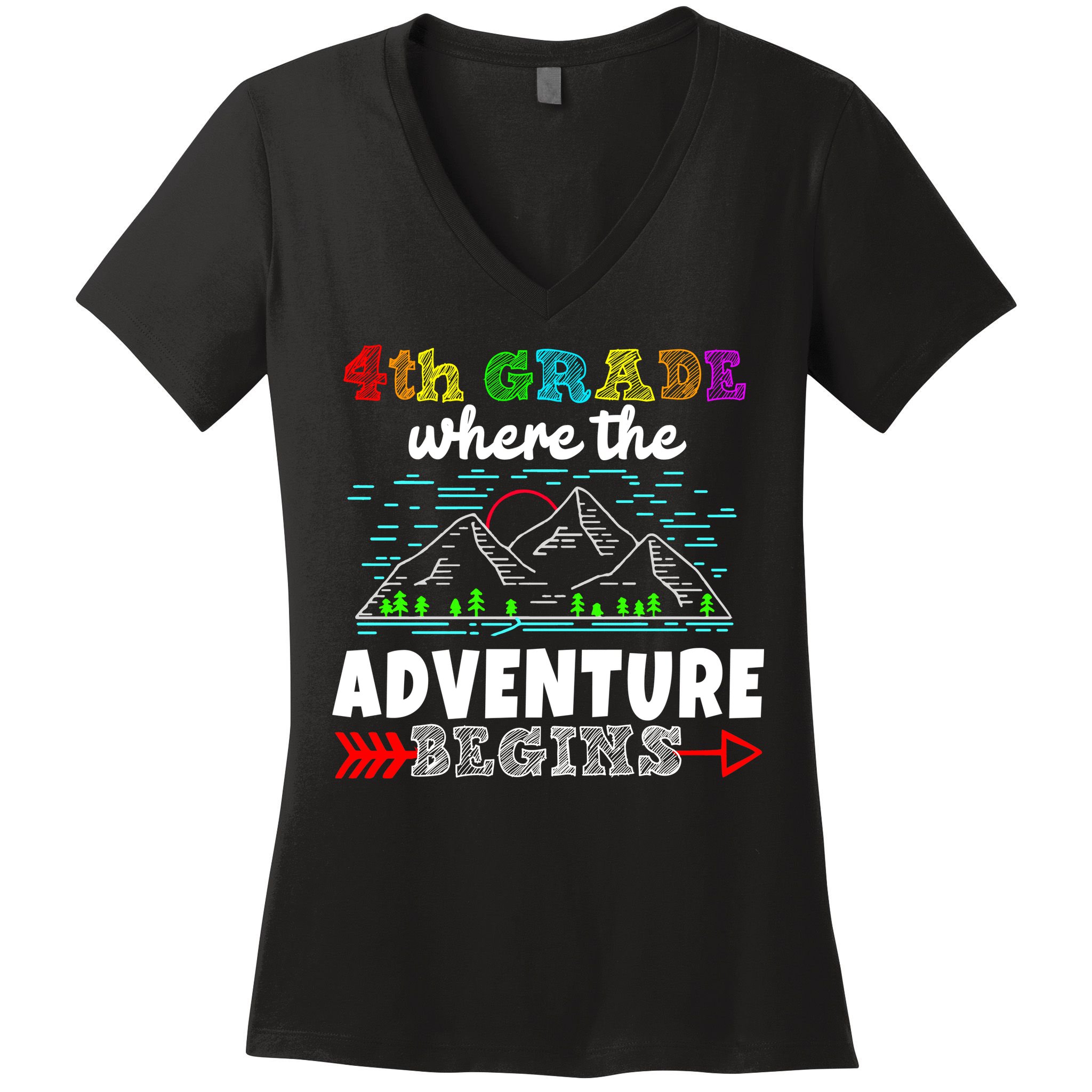 4th Grade Is Where The Adventure Begins  Women's V-Neck T-Shirt