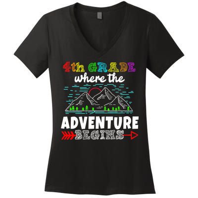 4th Grade Is Where The Adventure Begins  Women's V-Neck T-Shirt