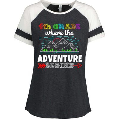 4th Grade Is Where The Adventure Begins  Enza Ladies Jersey Colorblock Tee