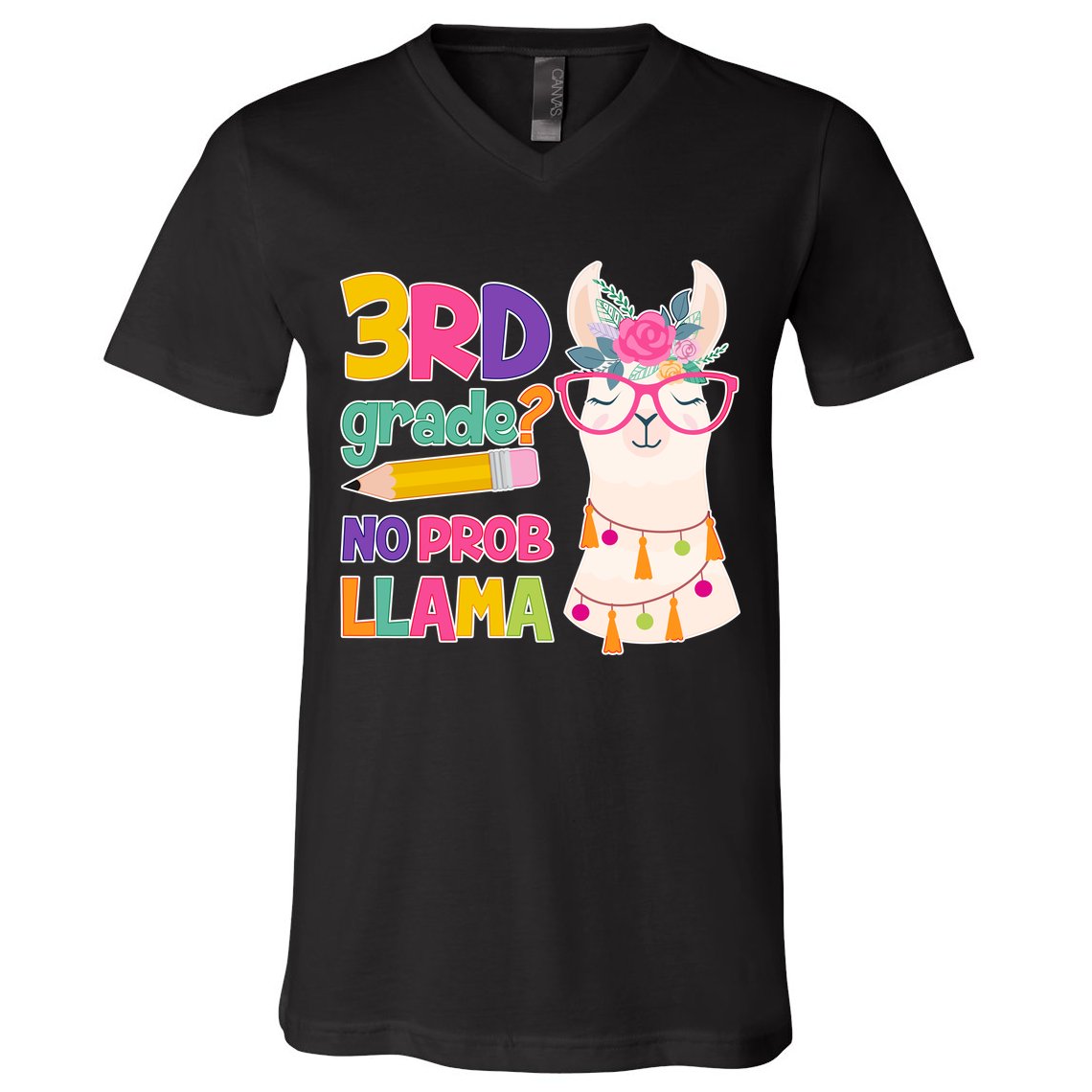 4th Grade? No Prob Llama V-Neck T-Shirt