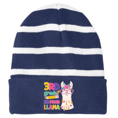 4th Grade? No Prob Llama Striped Beanie with Solid Band