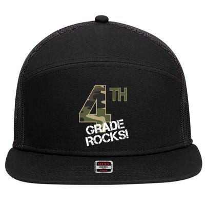 4th Grade Rocks Camo 7 Panel Mesh Trucker Snapback Hat