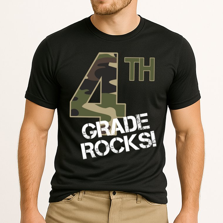 4th Grade Rocks Camo Cooling Performance Crew T-Shirt