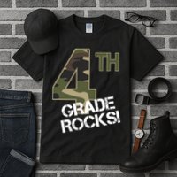 4th Grade Rocks Camo Tall T-Shirt