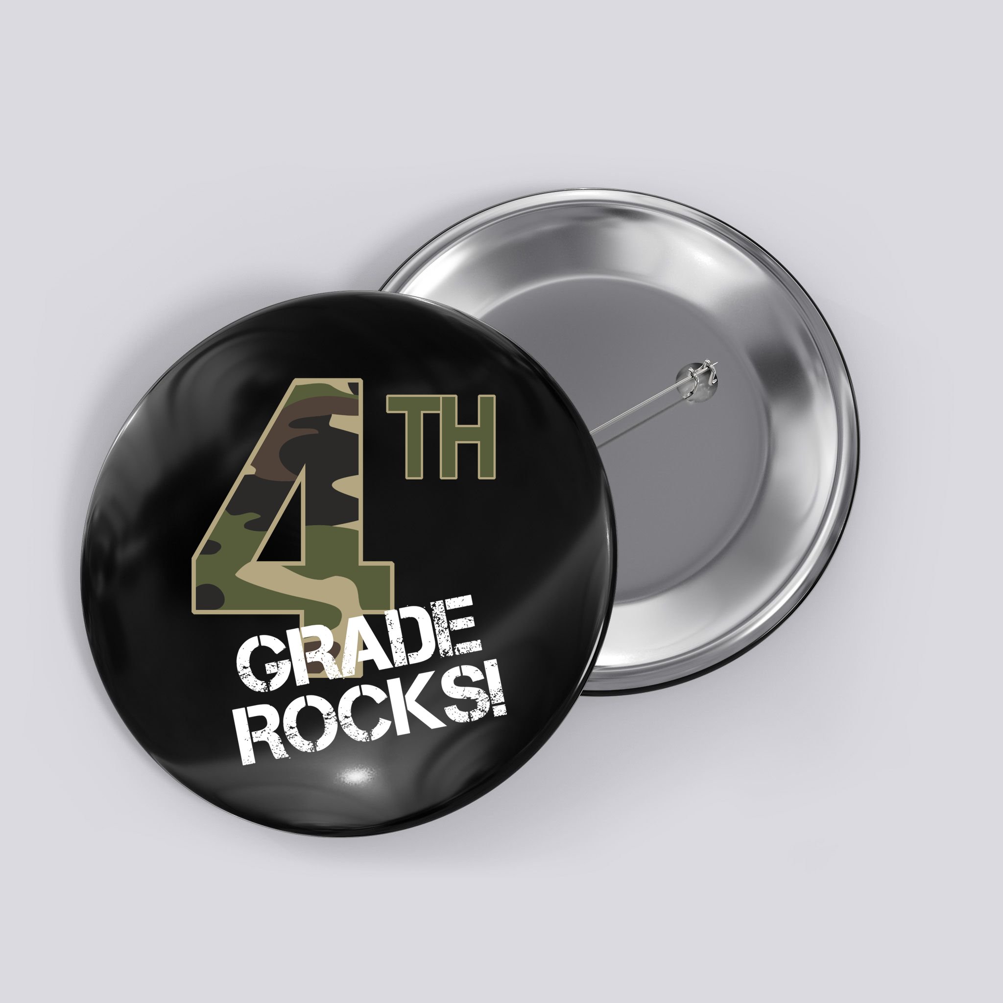 4th Grade Rocks Camo Button