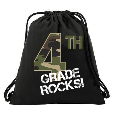 4th Grade Rocks Camo Drawstring Bag
