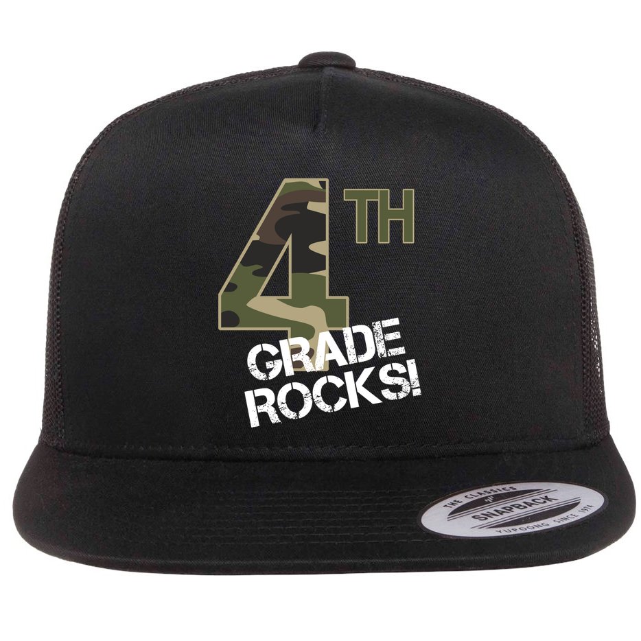 4th Grade Rocks Camo Flat Bill Trucker Hat