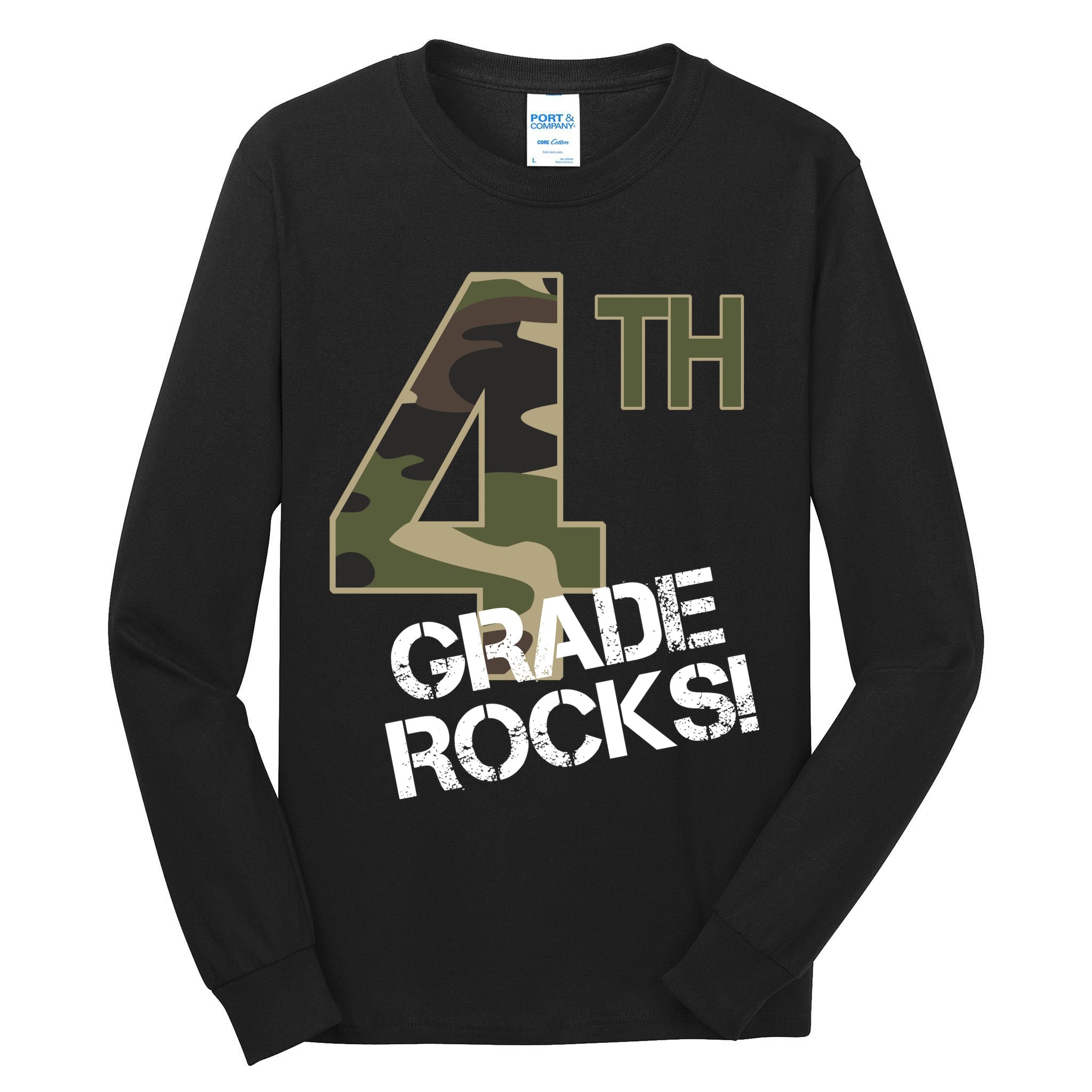 4th Grade Rocks Camo Tall Long Sleeve T-Shirt