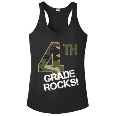 4th Grade Rocks Camo Ladies PosiCharge Competitor Racerback Tank
