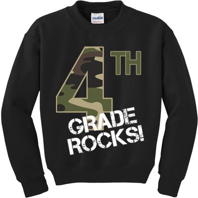 4th Grade Rocks Camo Kids Sweatshirt
