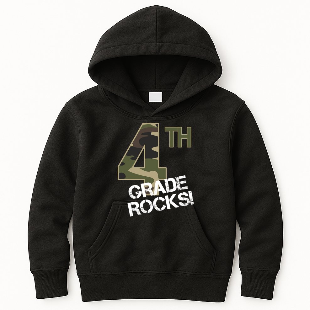4th Grade Rocks Camo Kids Hoodie