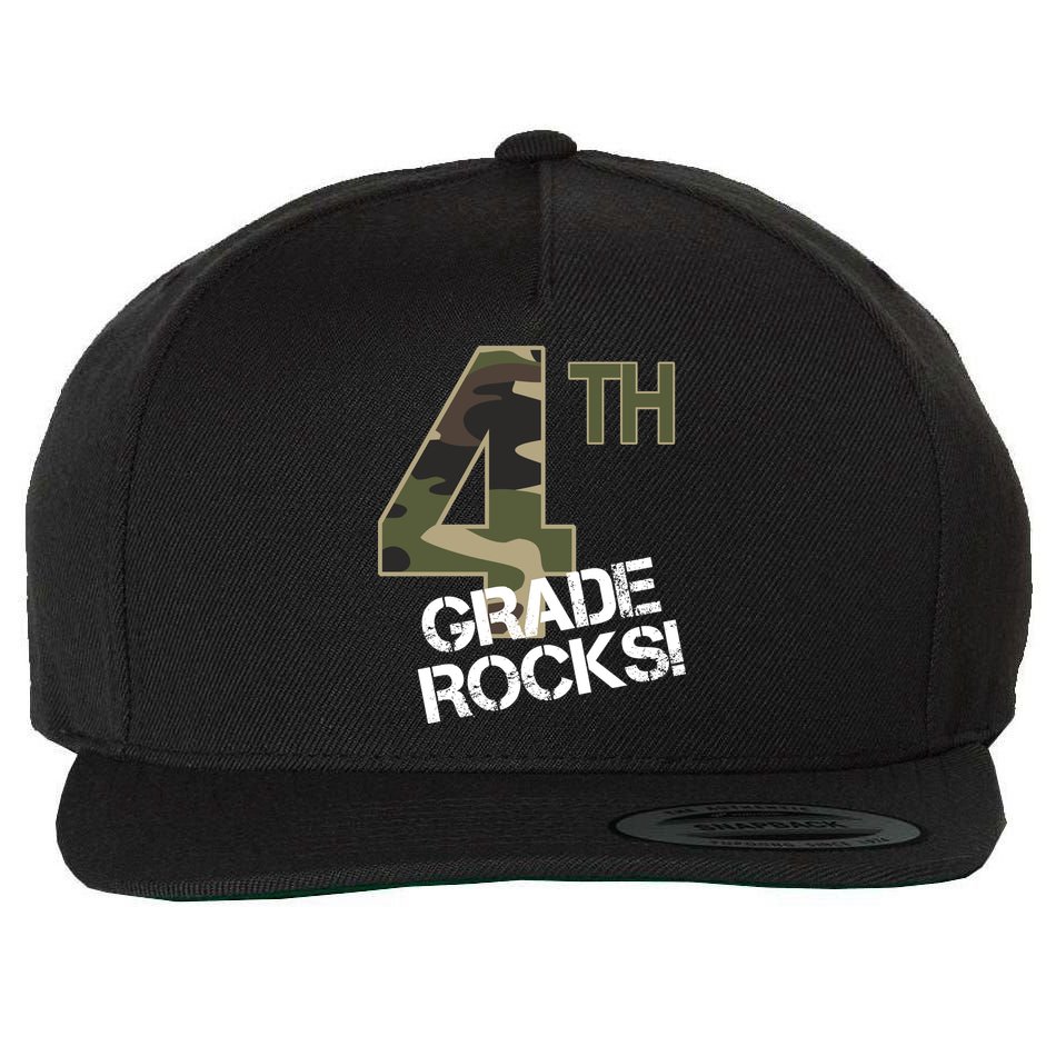 4th Grade Rocks Camo Wool Snapback Cap