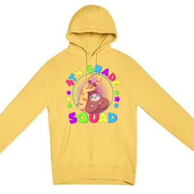 4th Grade Squad Llama Sloth Premium Pullover Hoodie