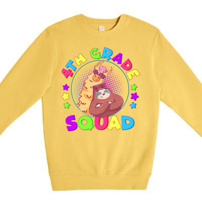 4th Grade Squad Llama Sloth Premium Crewneck Sweatshirt