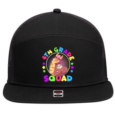 4th Grade Squad Llama Sloth 7 Panel Mesh Trucker Snapback Hat