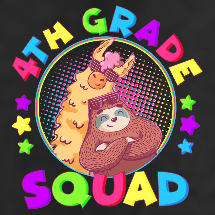 4th Grade Squad Llama Sloth 7 Panel Mesh Trucker Snapback Hat