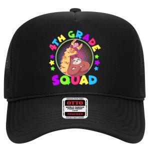 4th Grade Squad Llama Sloth High Crown Mesh Back Trucker Hat