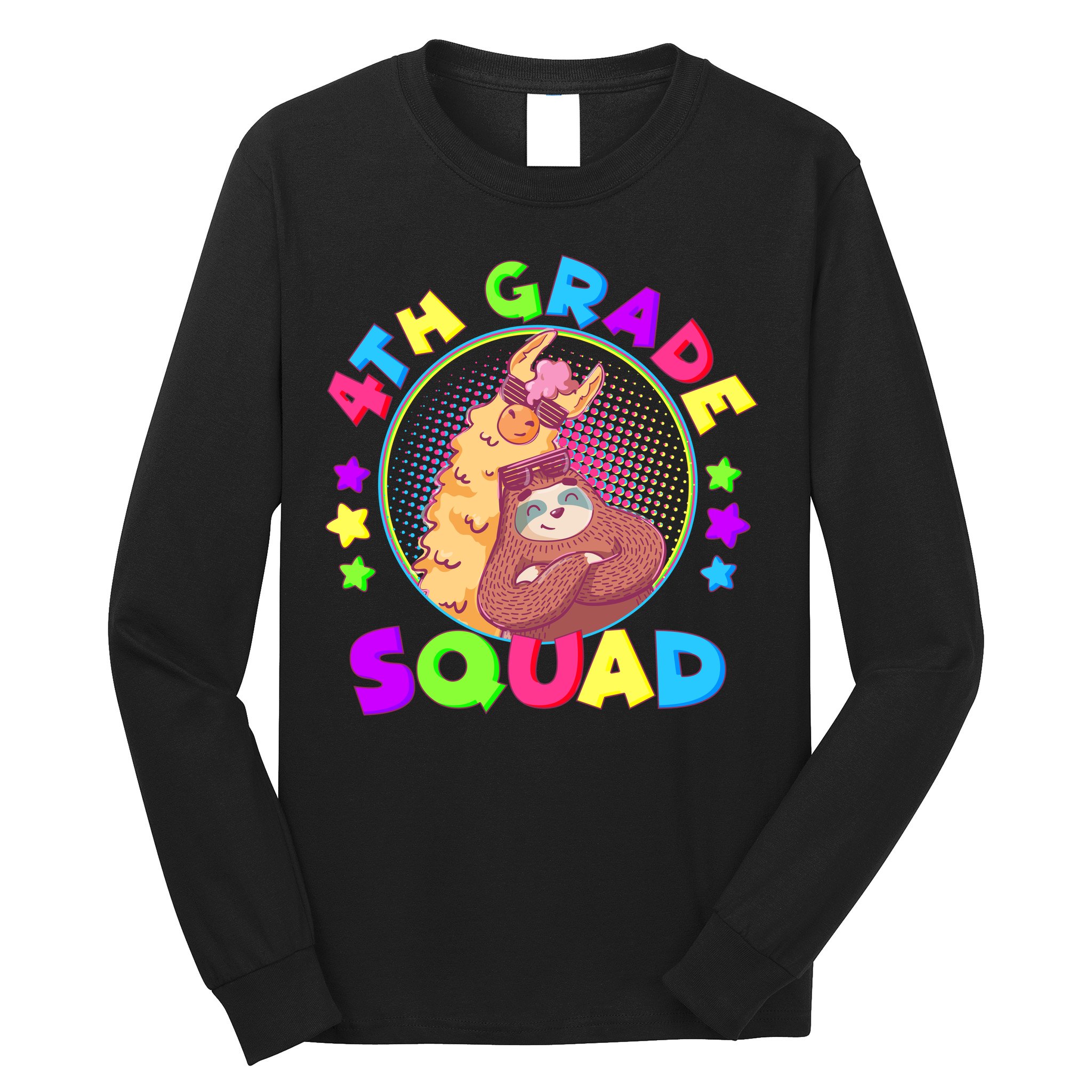 4th Grade Squad Llama Sloth Long Sleeve Shirt