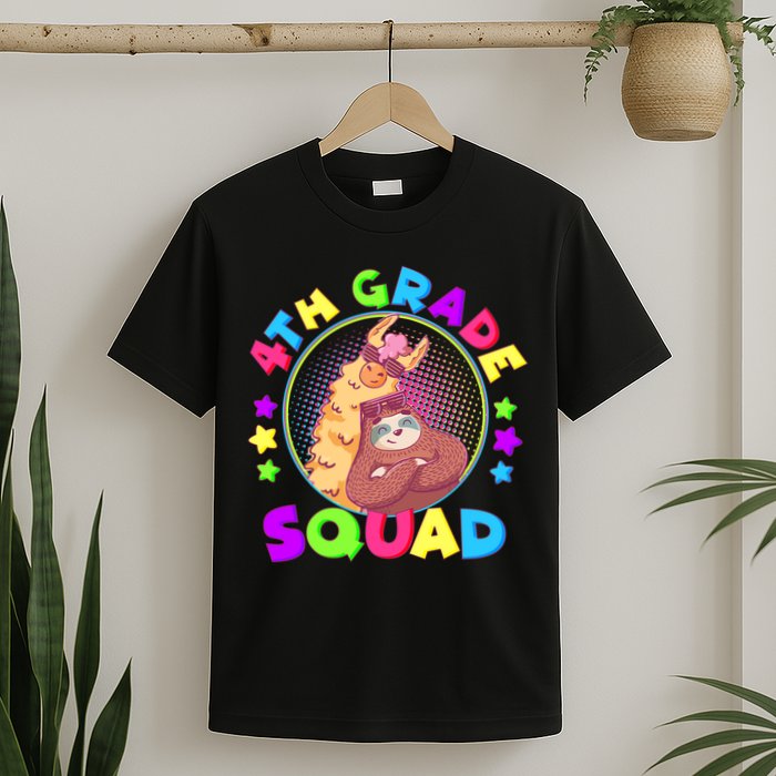 4th Grade Squad Llama Sloth T-Shirt