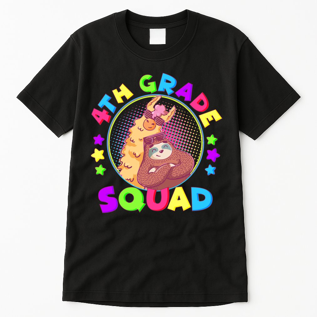 4th Grade Squad Llama Sloth Tall T-Shirt