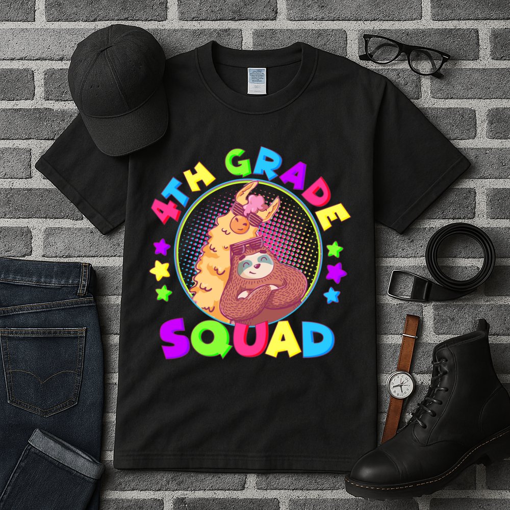 4th Grade Squad Llama Sloth Tall T-Shirt