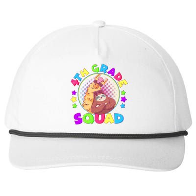 4th Grade Squad Llama Sloth Snapback Five-Panel Rope Hat