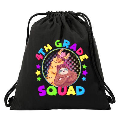 4th Grade Squad Llama Sloth Drawstring Bag