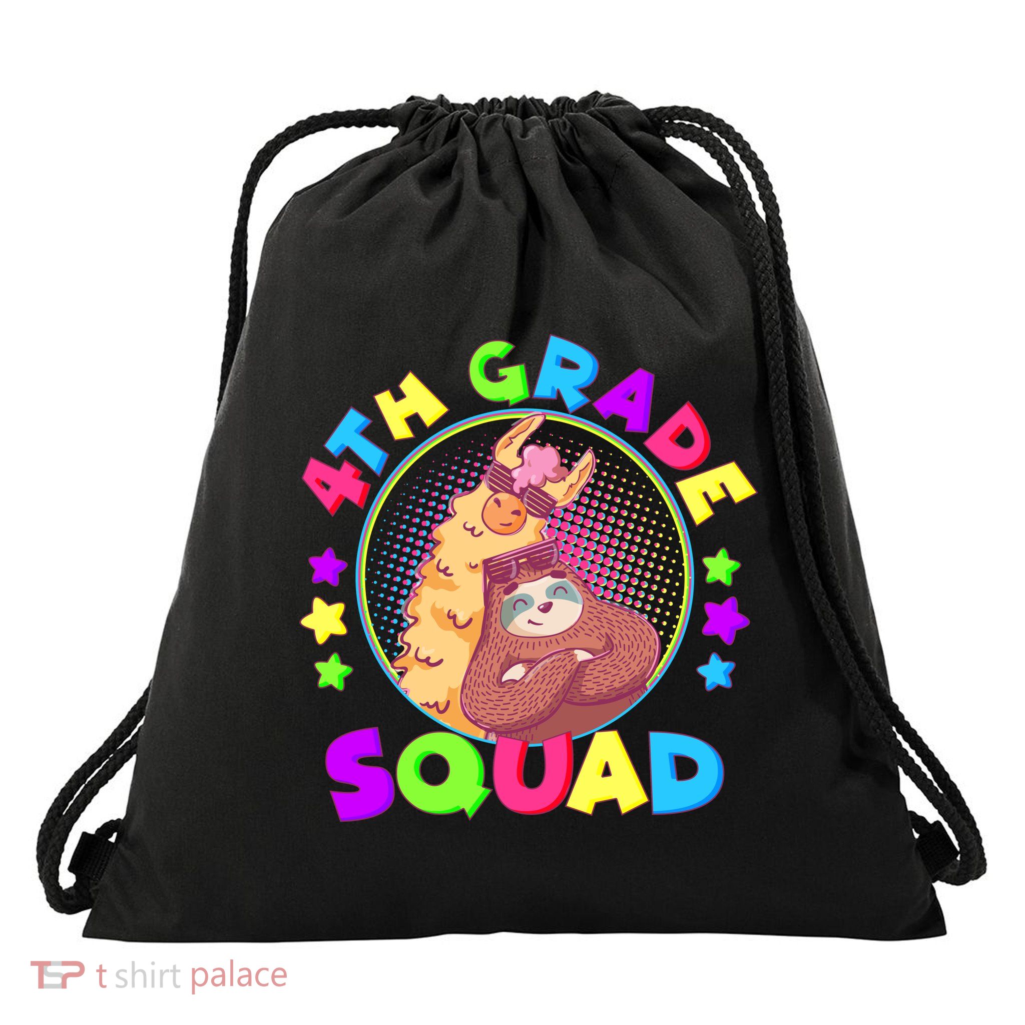 4th Grade Squad Llama Sloth Drawstring Bag