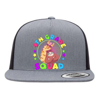 4th Grade Squad Llama Sloth Flat Bill Trucker Hat