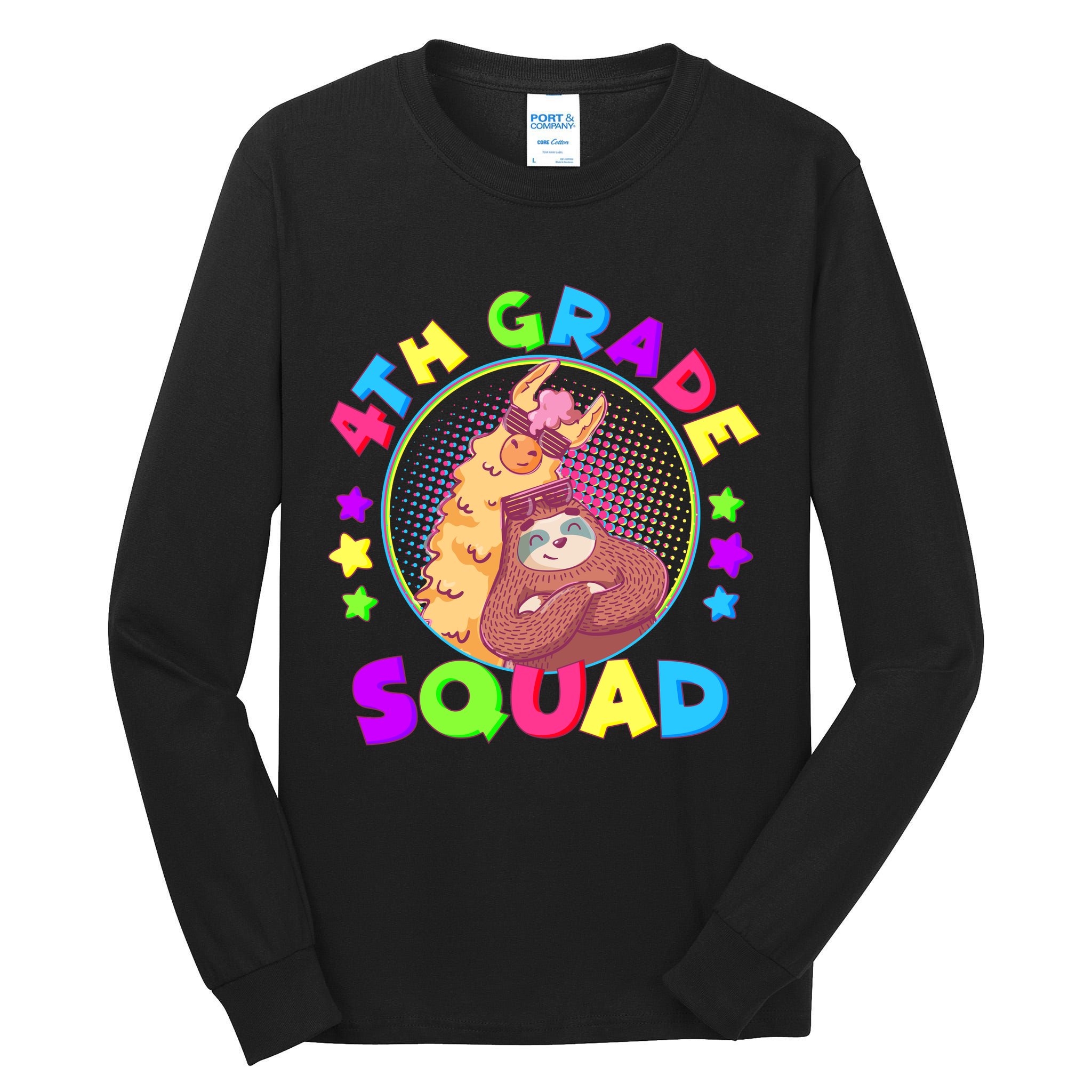 4th Grade Squad Llama Sloth Tall Long Sleeve T-Shirt