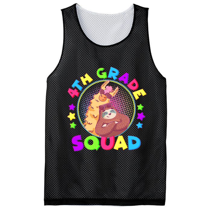 4th Grade Squad Llama Sloth Mesh Reversible Basketball Jersey Tank