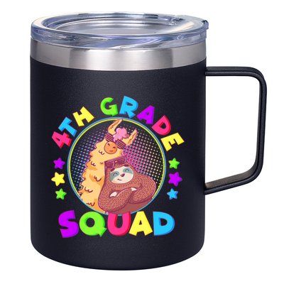 4th Grade Squad Llama Sloth 12oz Stainless Steel Coffee Mug