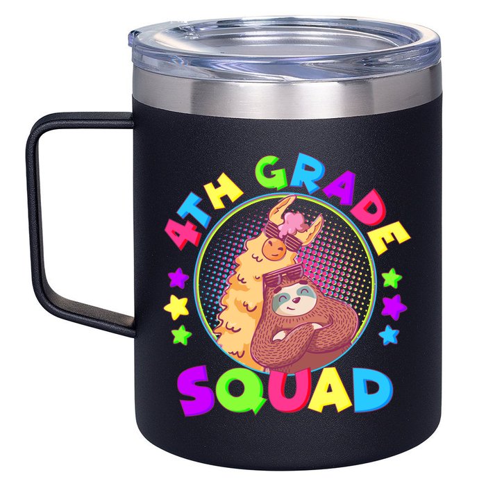 4th Grade Squad Llama Sloth 12oz Stainless Steel Coffee Mug