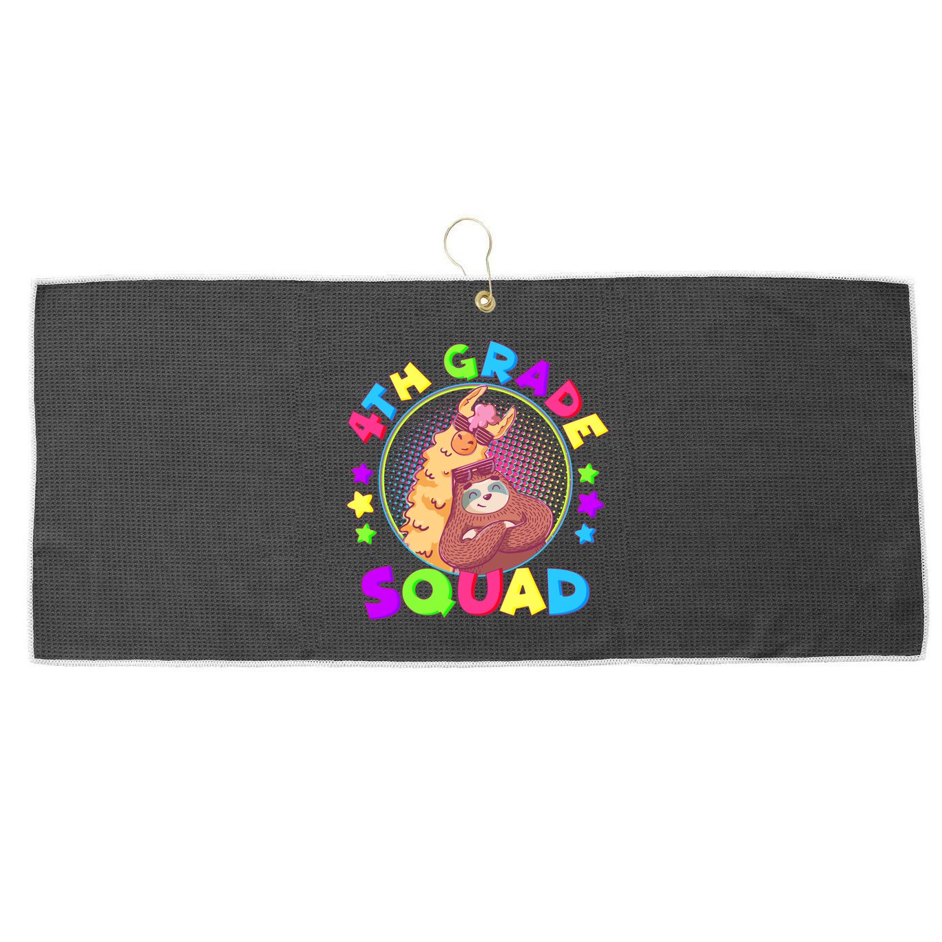 4th Grade Squad Llama Sloth Large Microfiber Waffle Golf Towel