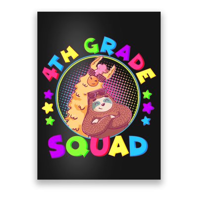 4th Grade Squad Llama Sloth Poster