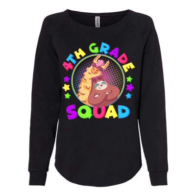 4th Grade Squad Llama Sloth Womens California Wash Sweatshirt