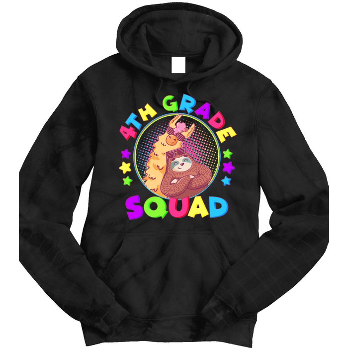 4th Grade Squad Llama Sloth Tie Dye Hoodie